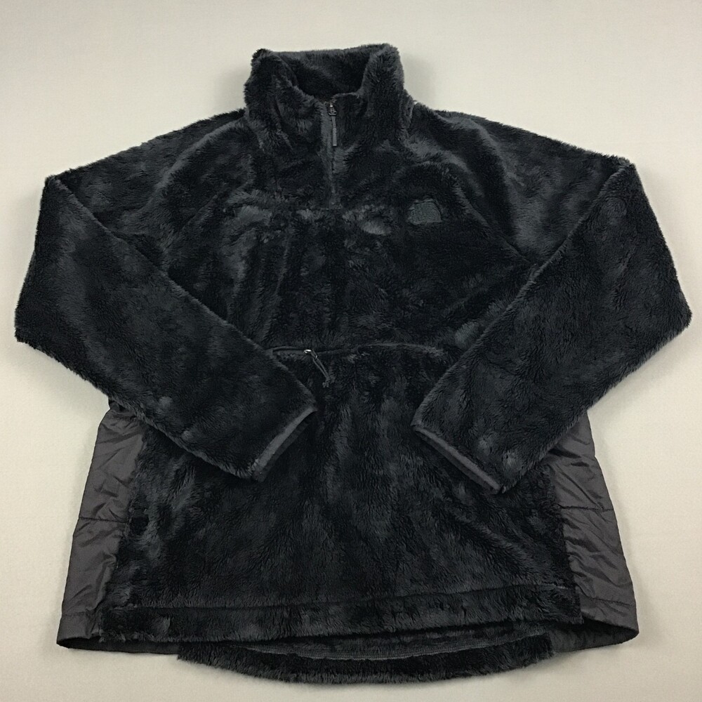 The North Face Jacket Women Extra Large Black Osito Fleece 1/4 Zip Kangaroo XL